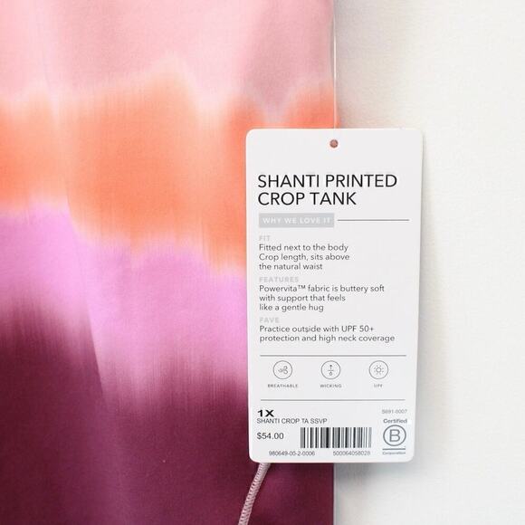 Athleta Shanti Printed Crop Tank Sea Spray Vintage Plum Size 1X NWT - Picture 5 of 8